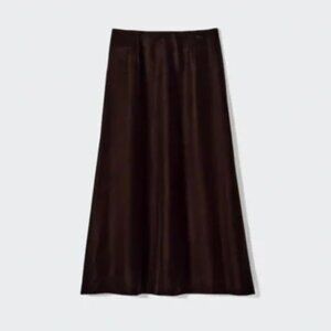 Uniqlo x Ines de la Fressange Brown Velvet A-Line Skirt, Size 2